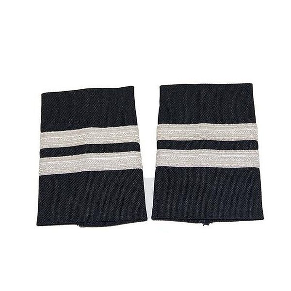 Epauletes de Uniforme de Piloto 2 Barras Prata Metálico Marinho WAPX705-2S