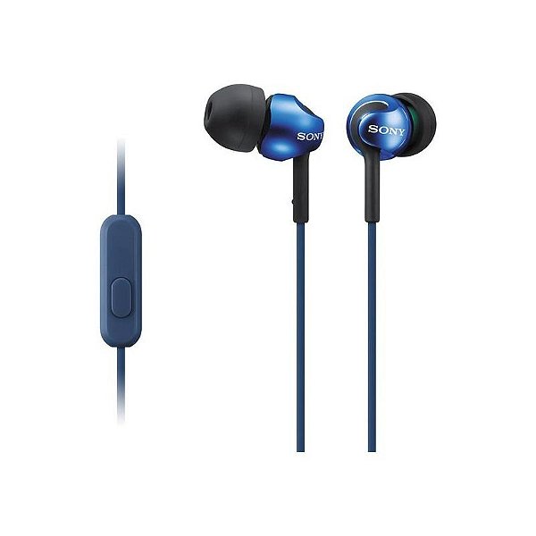 Fone De Ouvido Sony Mdr-Ex110Ap Com Microfone - Azul - Qualidade De Som Superior