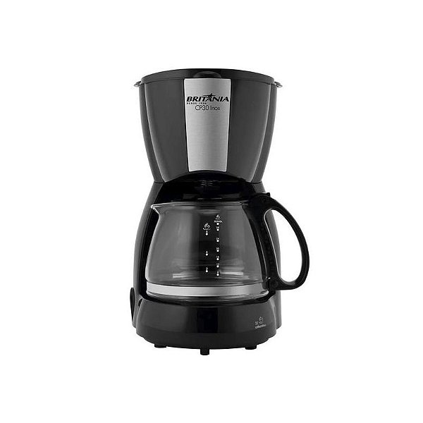 Cafeteira Elétrica Inox Britânia CP30 - 800W. 30 Xícaras. Preto