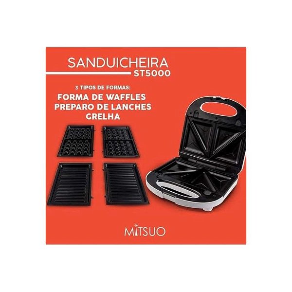 Sanduicheira Mitsuo 2 em 1 ST5000K CB. 700W. 110V