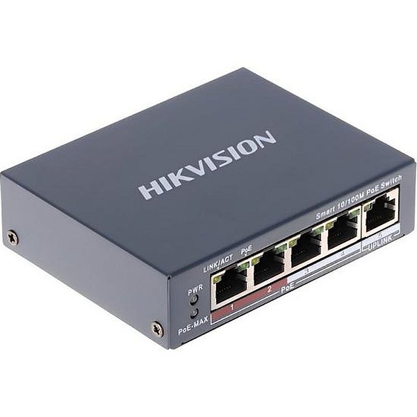 Switch Poe Inteligente Hikvision DS-3E1105P-Ei/M com 4 Portas Fast Ethernet