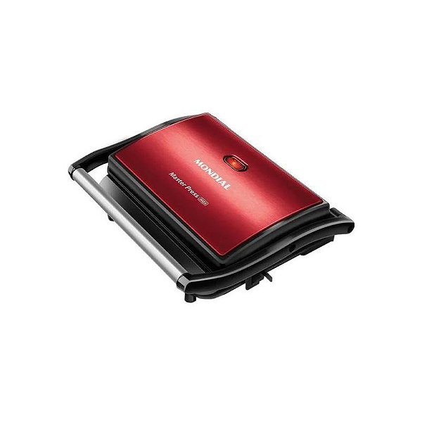 Grill Elétrico Mondial Master Press Inox 2 em 1 1000W Vermelho e Preto 220V