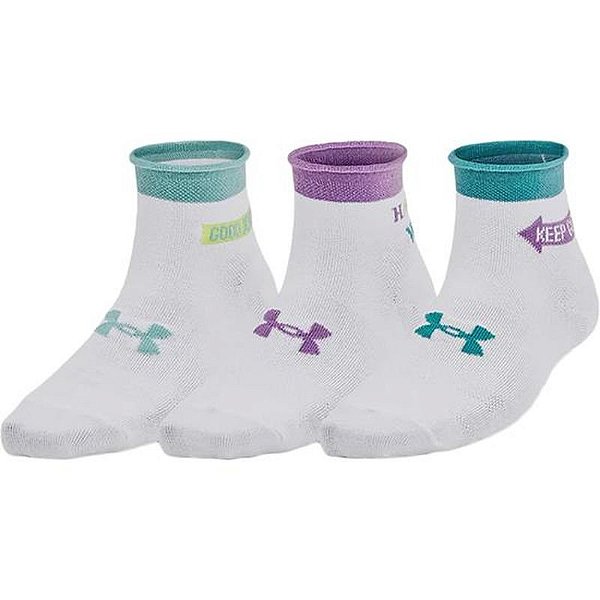 Meias Femininas Under Armour Essentials - Pacote com 3 Pares - Branco - 1384025-100
