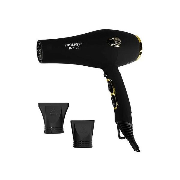 Secador de Cabelo Profissional Prosper P-7700 - 6000W Preto e Dourado 220V