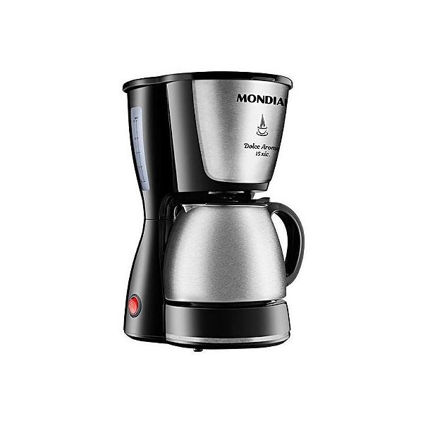 Cafeteira Elétrica Mondial Inox Dolce Arome 550W 220V - Preto e Prata