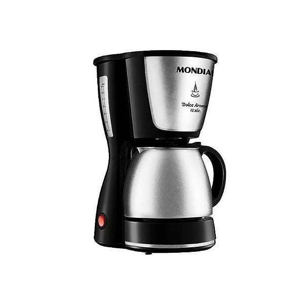 Cafeteira Elétrica Mondial Dolce Arome Inox 550W - Preta e Prata - 127V