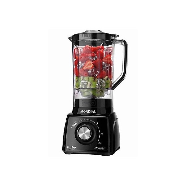 Liquidificador Mondial Turbo Power L-99FB – 550W, 2.2L, 110V, Preto