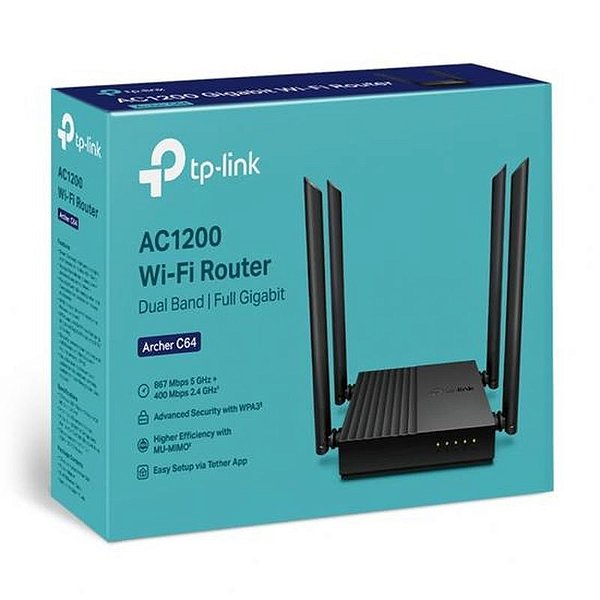 Roteador TP-Link Archer C64 AC1200 Dual Band MIMO para Conexão Rápida e Estável