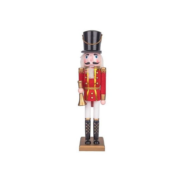 Boneco Natalino Trombeta Preto e Branco - 50cm