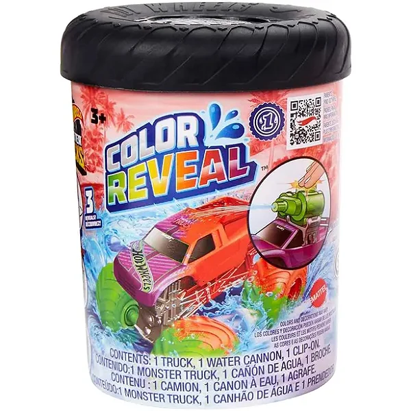 Caminhão Monstro Hot Wheels Com Veículo Color Reveal - Mattel Hjf39