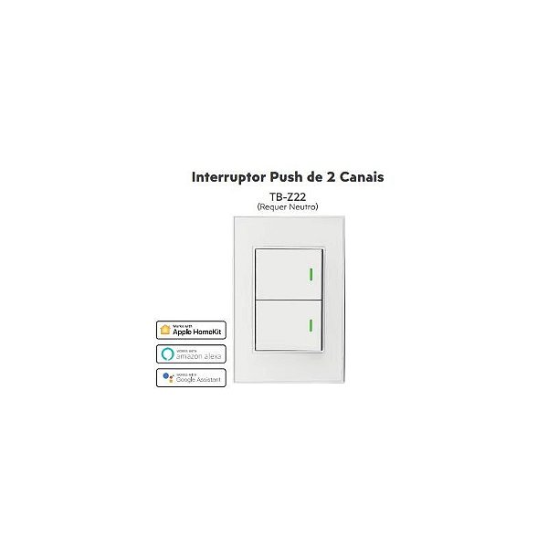 Interruptor Inteligente Zigbee Zemismart Esp Push 2 Canais - Modelo Tb-Z22 100023