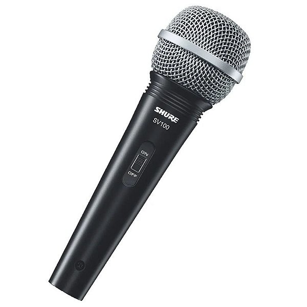 Microfone Shure SV100 com Cabo - Preto e Prata para Uso Profissional e Versátil