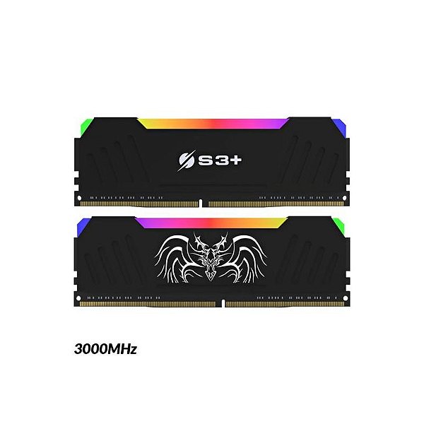 Kit de Memória RAM DDR4 16GB (2x8GB) S3+ Dragonheart RGB 3000MHz - Preto
