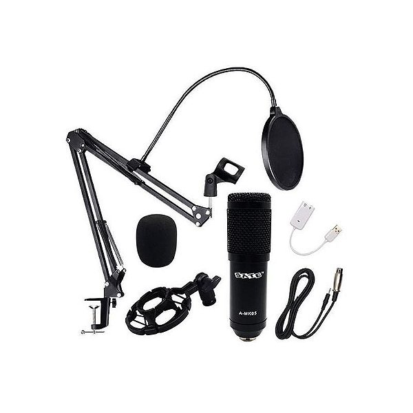 Microfone Unidirecional A-MK05 para Streaming e Transmissão ao Vivo - Preto 3.5 MM