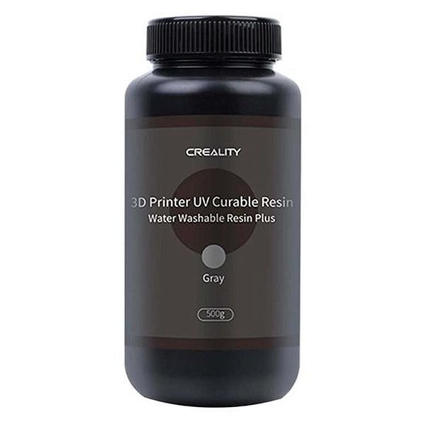 Resina Lavável em Água Plus 500G para Impressoras 3D Creality - Cinza Plástico