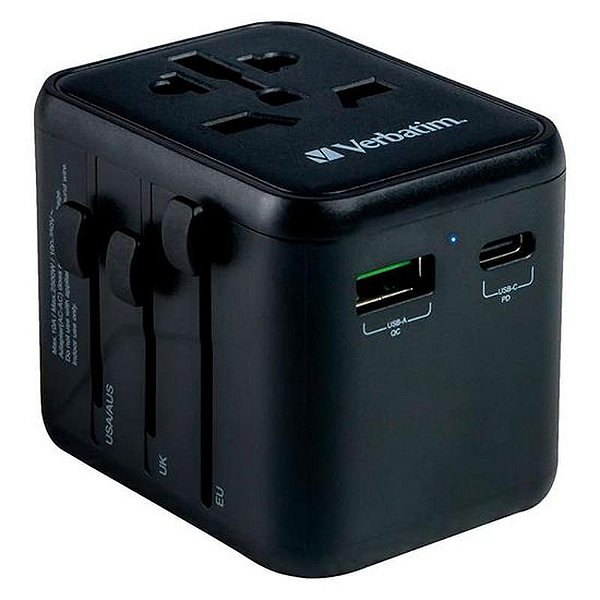 Adaptador Universal Verbatim UTA-02 18W com USB-C e USB-A - Preto
