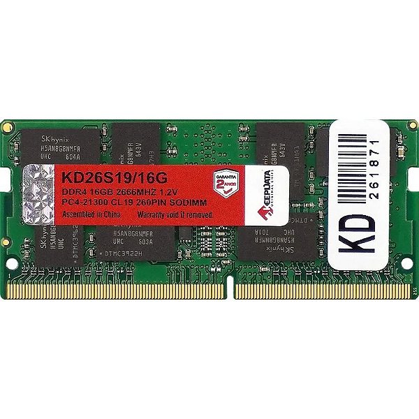 Memória DDR4 16GB 2666MHz para Notebook Keepdata KD26S19/16G