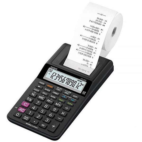 Calculadora Casio HR-8RC-BK com Impressora e Suporte para Papel - Cor Preta