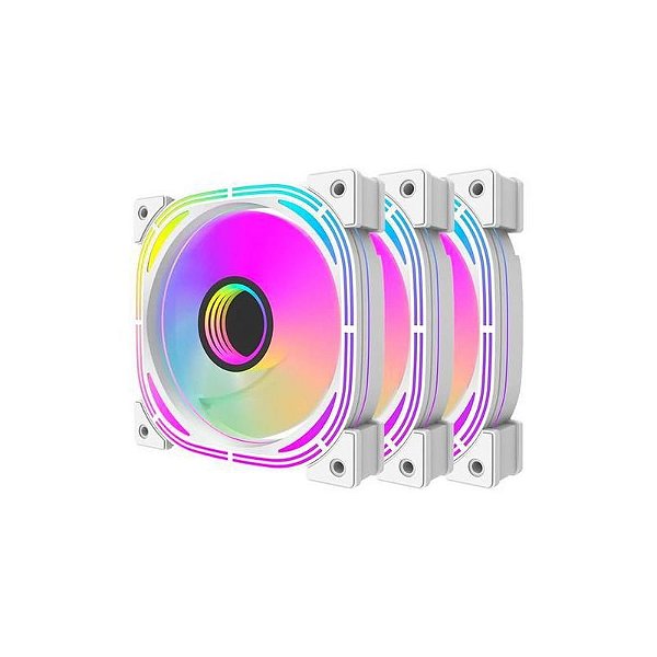 Kit de Ventilador Cooler Aigo Darkflash INF24 Pro 3 em 1 Branco com Controlador