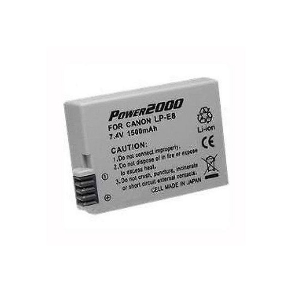 Bateria de Lítio POWER2000 LP-E8 1500mAh para Câmeras Canon ACD-314