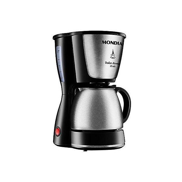 Cafeteira Elétrica Mondial Dolce Aroma C-34JI-15X - Preta e Prata, até 15 Xícaras, 220V