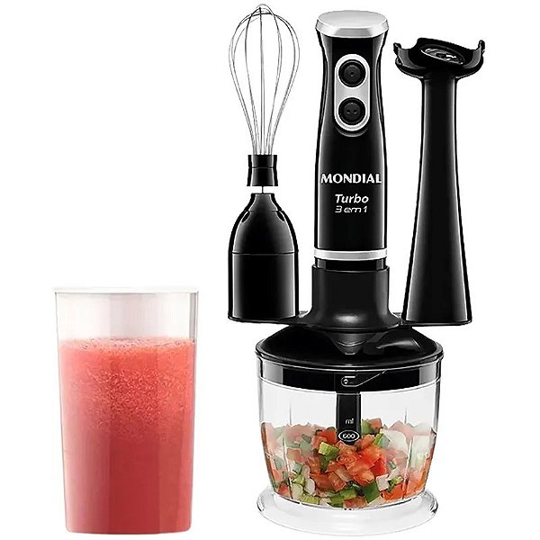Liquidificador Mondial M-14 Turbo 3 em 1 Preto 110V - Alta Potência e Versatilidade