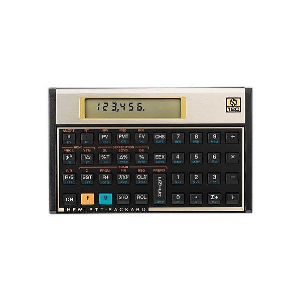Calculadora Financeira Científica HP 12C - 10 Dígitos, 120 Funções - Elegante Dourada