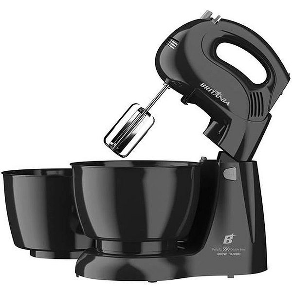 Batedeira Britânia Pérola 550W com Dupla Tigela - Preto 220V 3L