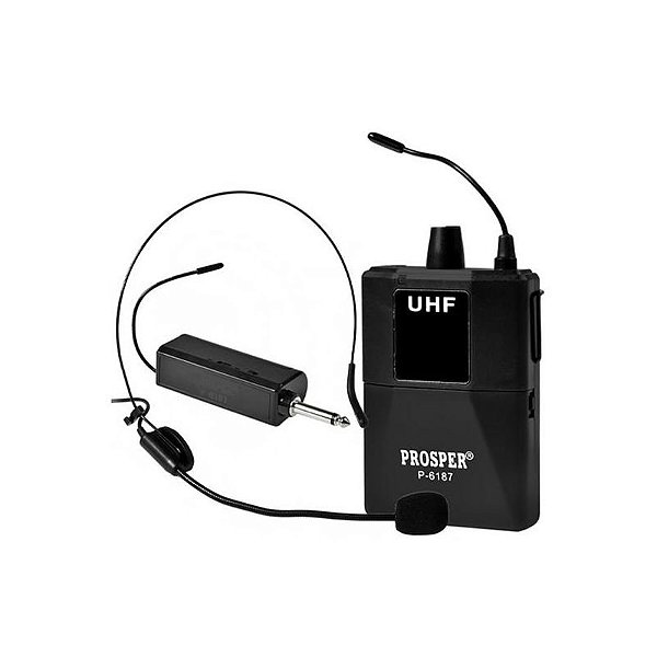 Microfone Sem Fio Prosper P-6187 UHF Profissional para Apresentações e Eventos