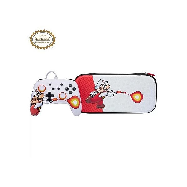Controle Powera Slim para Nintendo Switch com Estojo Protetor - Edição Mario Fireball