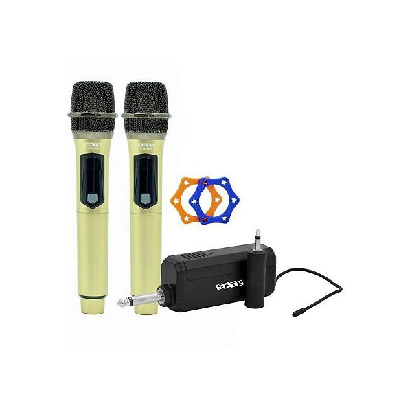 Microfone Sem Fio A-MK1202 Dourado - Kit com 2 Unidades