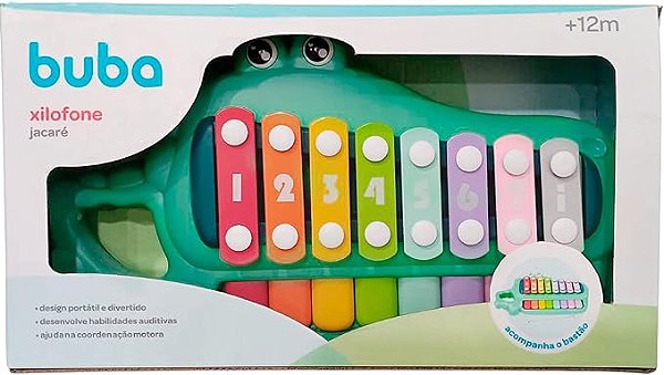 Xilofone Musical Jacaré Buba 15375 - Instrumento Musical Educativo Infantil