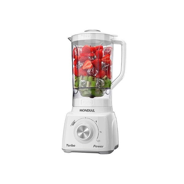 Liquidificador Mondial Turbo L 99Wg 500W 2.2L 220V Branco - Liquidificador de alta potência para sua cozinha.