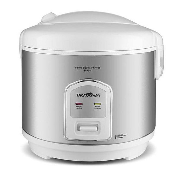 Panela Elétrica de Arroz Briania BPA5BI - 400W, 1.5L, 220V - Prata e Branco