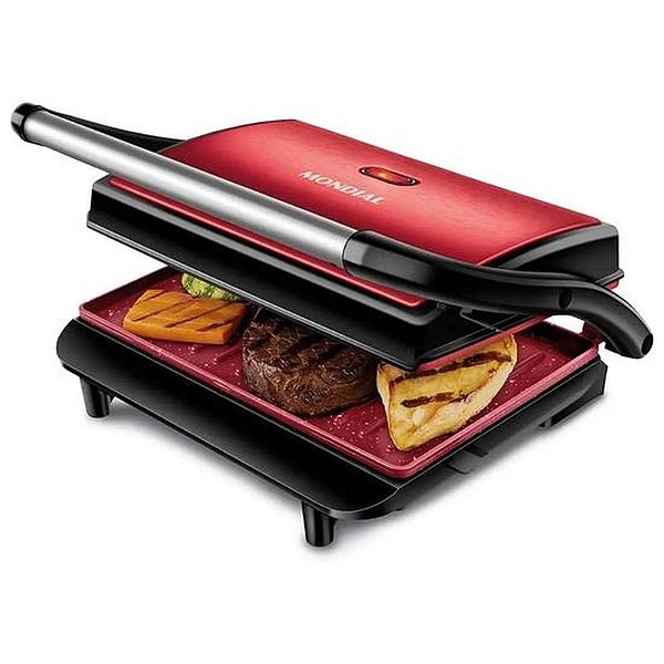 Grill Mondial Master Press PG-01-RC 1000W - Sanduicheira Elétrica Vermelha 220V