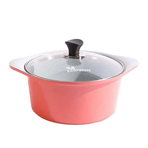 Cacerola de Cerâmica Ecoramic com Tampa Rosa 24CM