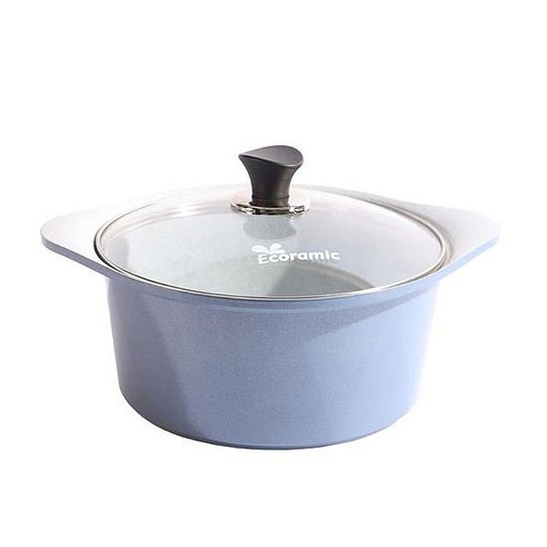 Caçarola Cerâmica Ecoramic com Tampa Azul 24CM