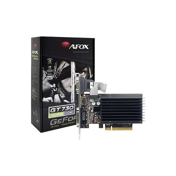 Placa de Vídeo Afox Nvidia GeForce GT 730 1GB DDR3 - Desempenho Eficiente para Jogos e Multimídia