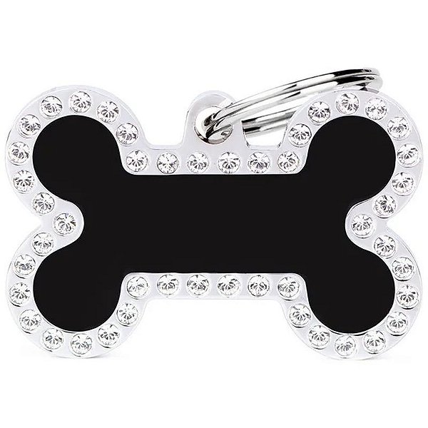 Identificação Glam MyFamily - Osso Grande com Brilhante BH05GM Black
