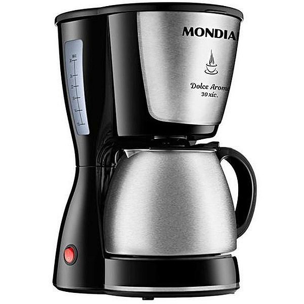 Cafeteira Elétrica Mondial Dolce Aroma Inox 800W - 220V - Preto e Prata