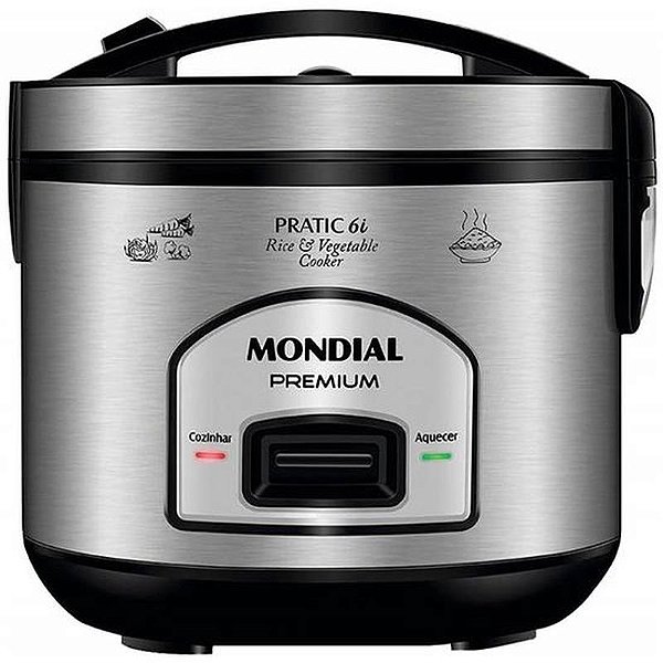Arrozadeira Elétrica Mondial Pratic 6I Premium PE-43-6X 500W 220V - Prata/Preta