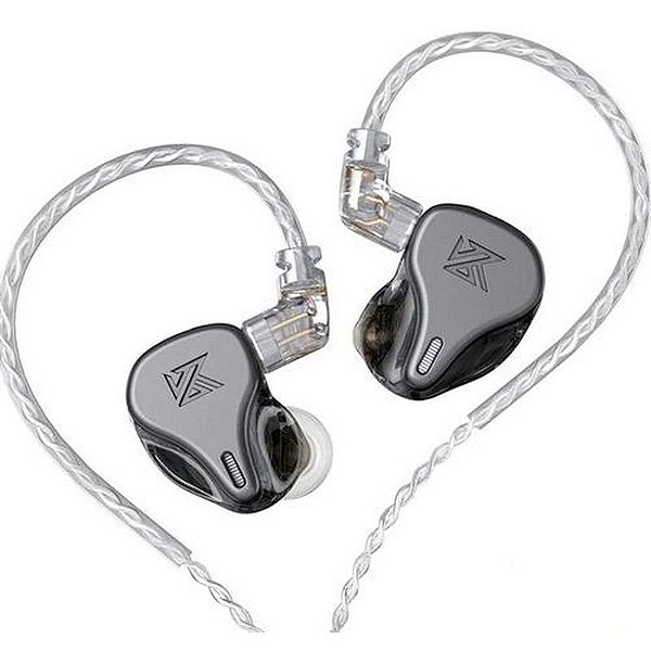 Fone In-Ear KZ DQ6 com Microfone - Cinza, Som de Alta Qualidade