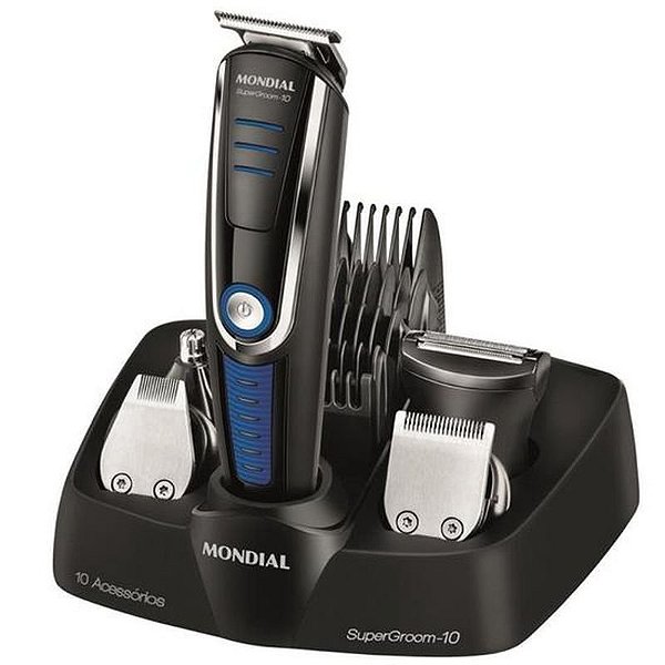 Cortador De Cabelo Mondial Bg-03 Super Groom - Preto E Azul