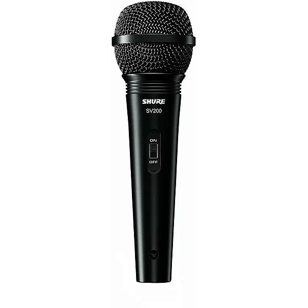 Microfone Profissional Shure SV200 com Cabo Preto - Alta Qualidade de Som