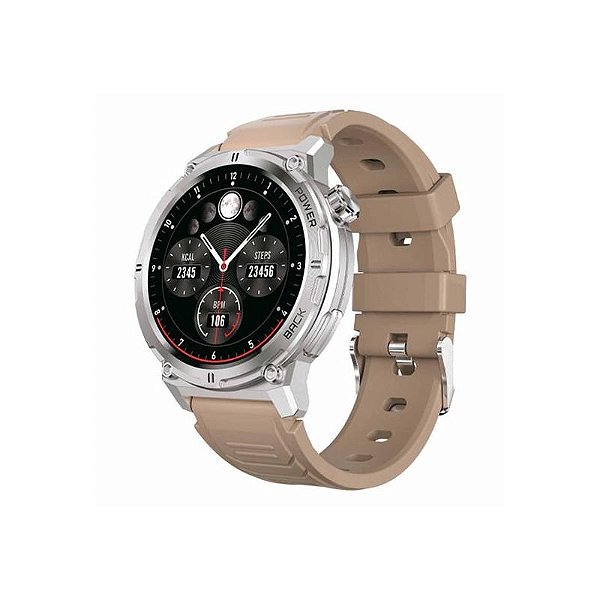 Relógio Inteligente FTX R20-Svbe 1.39 IPS 57MM Bluetooth - Prata e Bege