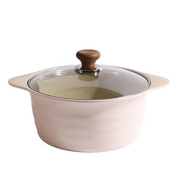 Cacerola Cerâmica Ecoramic com Tampa Marfim 24CM para Cozinha Modernas
