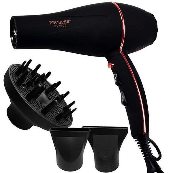 Secador de Cabelo Prosper P-7600 7000W 220-240V - Preto e Rosa Professional