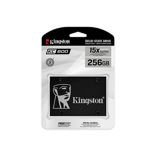 SSD Kingston KC600 256GB 2.5 SATA III - Alta Performance 550MB/s Leitura e 500MB/s Gravação