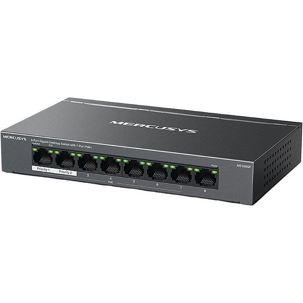 Hub Switch Mercusys MS108GP 8 Portas 10/100/1000 Mbps