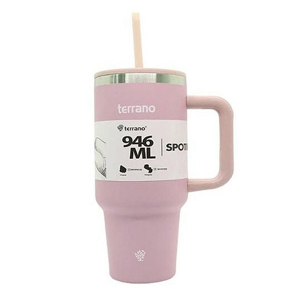 Copo Térmico Terrano Spotie 946ML - Rosa Elegante e Prático para Uso Diário